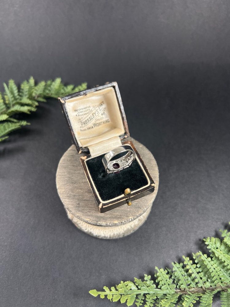 Vintage Diamond And Ruby Cocktail Ring In 18 Carat White Gold