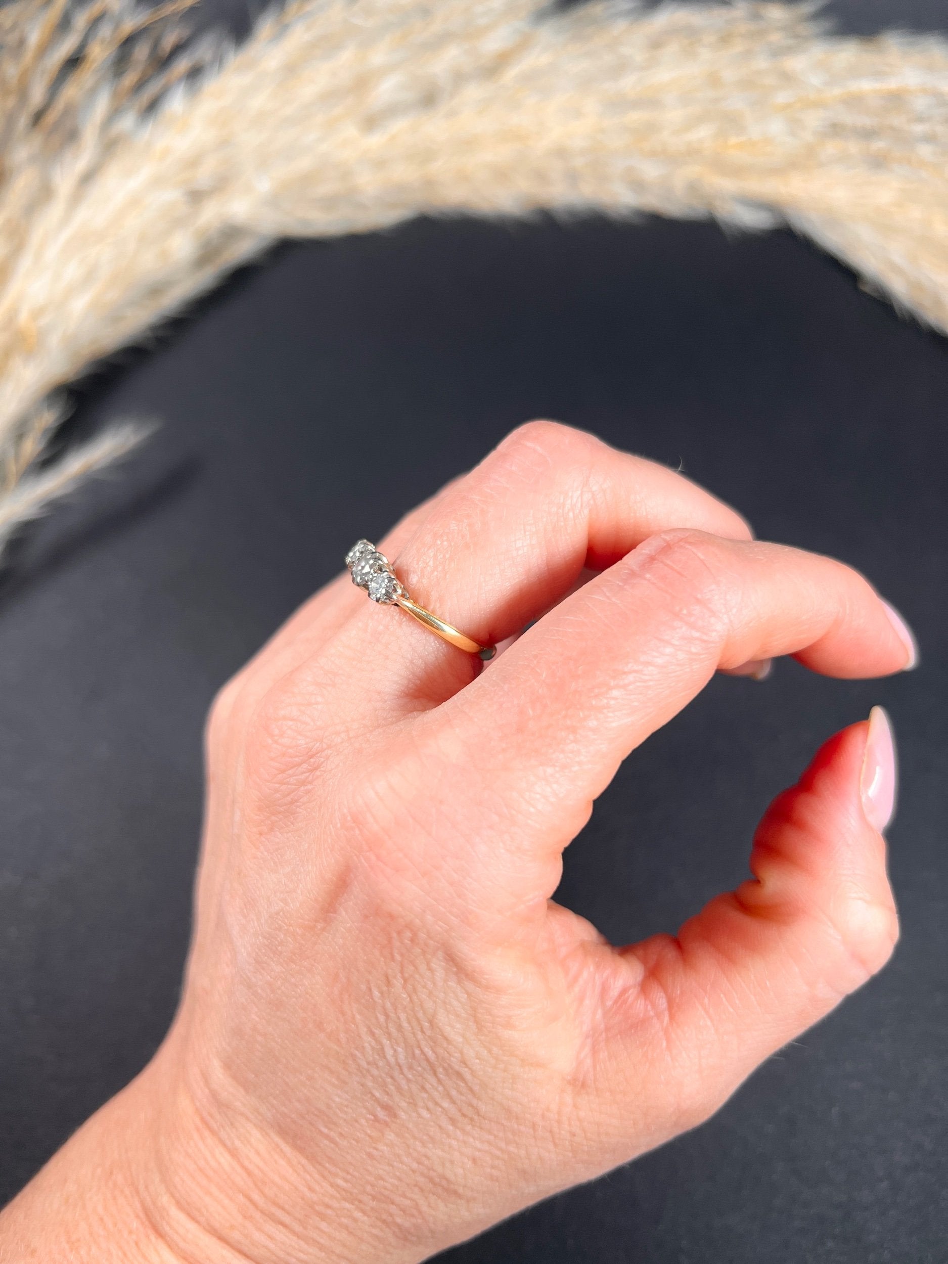 Preloved 18 ct Yellow Gold, 3 Stone Diamond Engagement Ring
