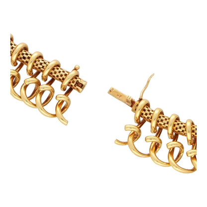 18K Solid Yellow Gold Vintage French Chunky Mesh Necklace