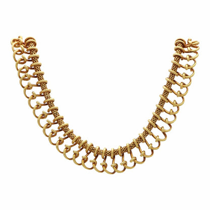 18K Solid Yellow Gold Vintage French Chunky Mesh Necklace