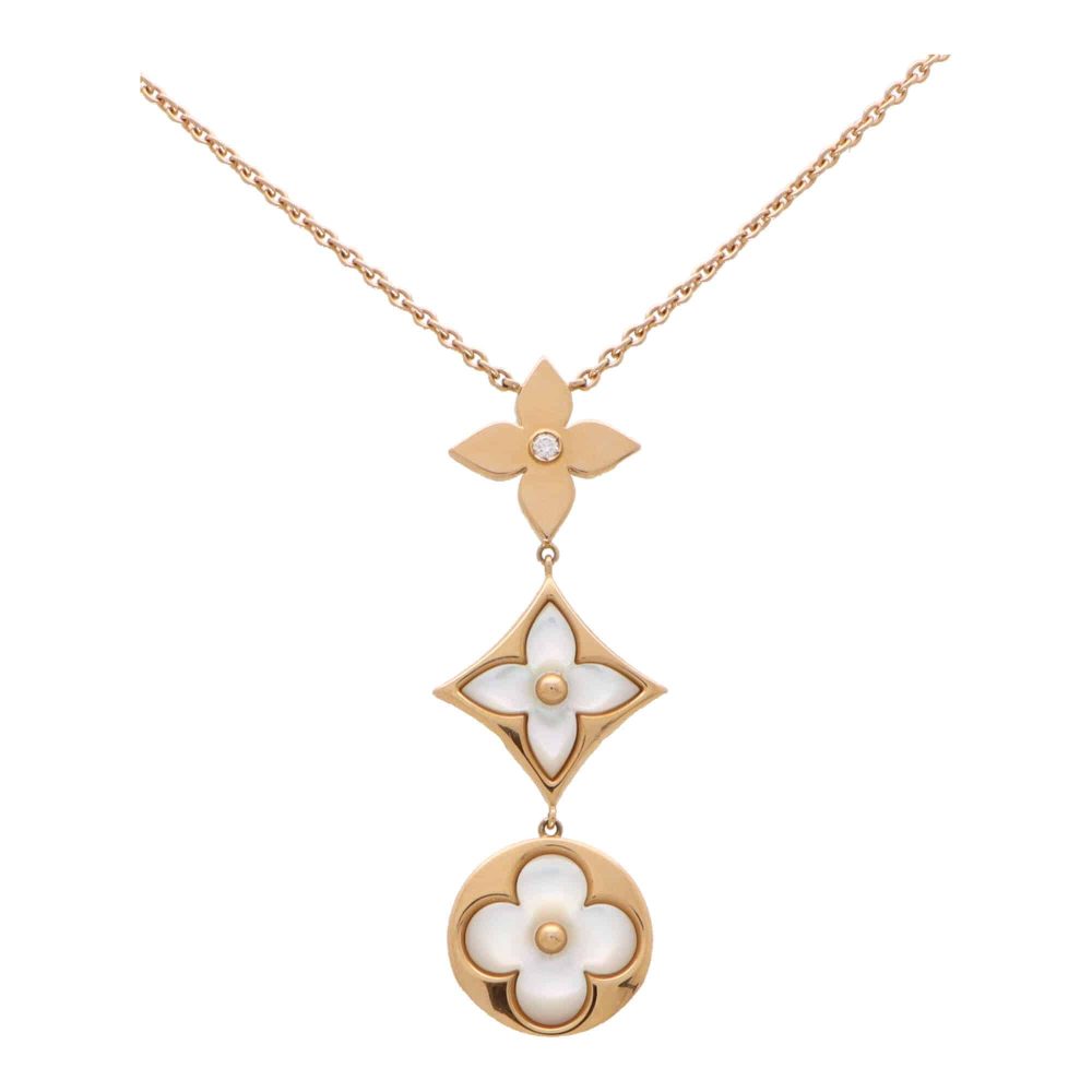 Louis Vuitton Vintage Blossom Lariat Diamond and Mother of Pearl Necklace
