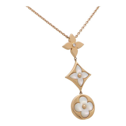 Louis Vuitton Vintage Blossom Lariat Diamond and Mother of Pearl Necklace