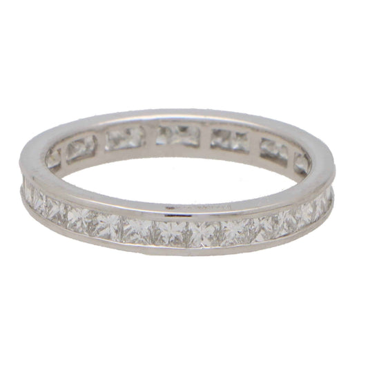 1.50ct Vintage Carre Cut Diamond Platinum Eternity Ring