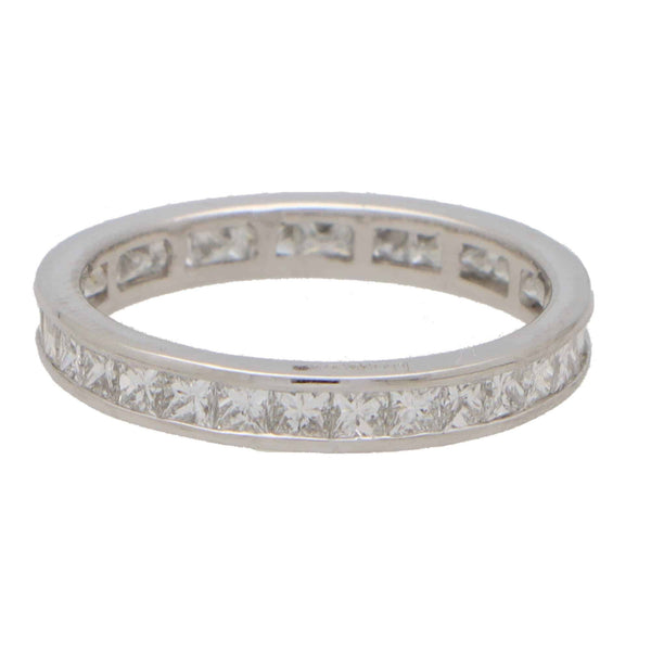 1.50ct Vintage Carre Cut Diamond Platinum Eternity Ring