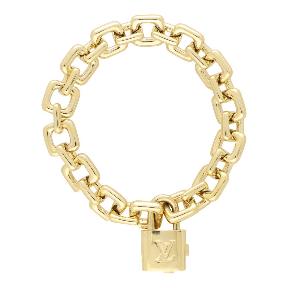 Vintage Louis Vuitton Chunky Padlock Link 18ct Yellow Gold Bracelet with Padlock Clasp