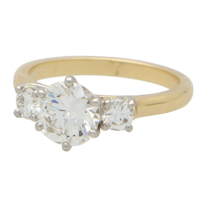 Certified 1.47ct Round Brilliant Diamond Three Stone Ring