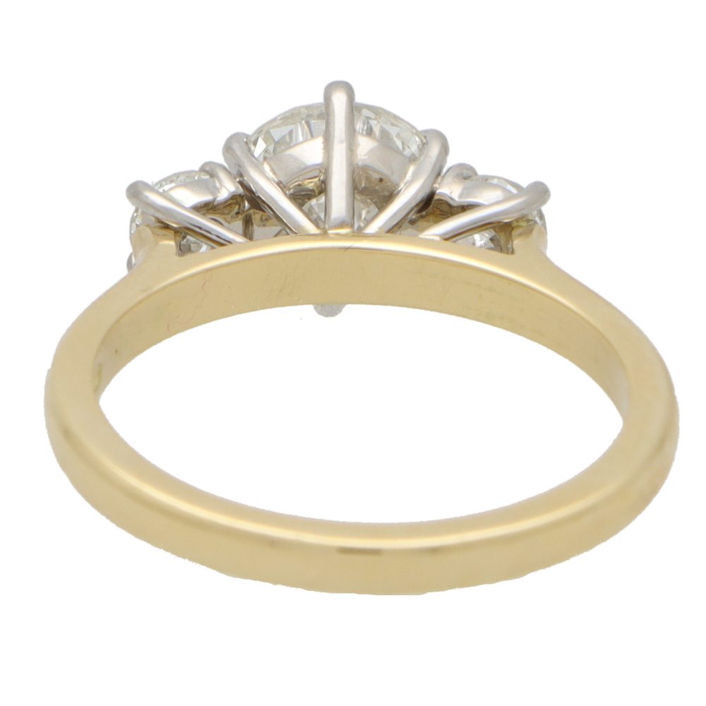 Certified 1.47ct Round Brilliant Diamond Three Stone Ring