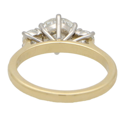 Certified 1.47ct Round Brilliant Diamond Three Stone Ring