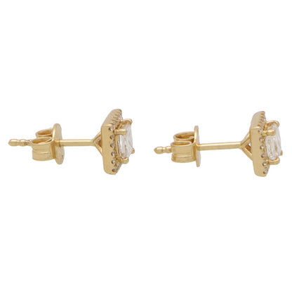 0.60ct Princess Cut Diamond Halo Cluster Stud Earrings