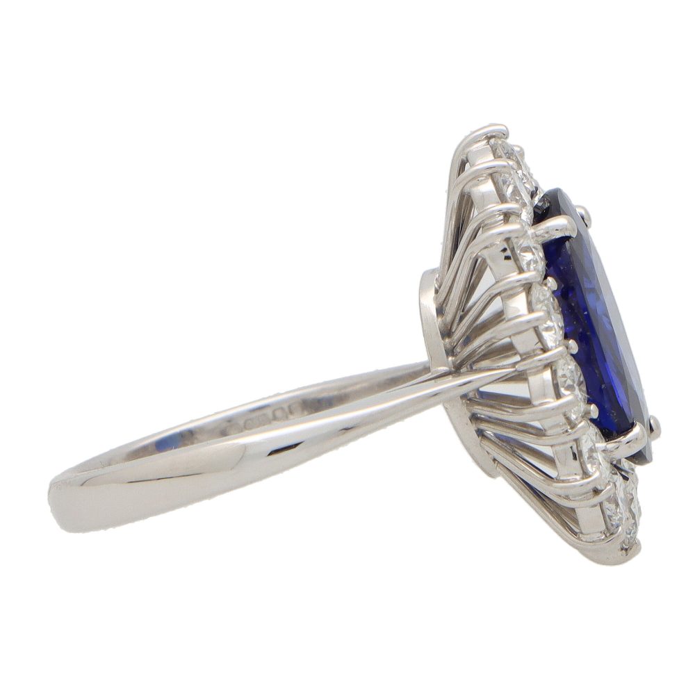 Vintage 5.50ct Oval Sapphire and Diamond Cluster Ring