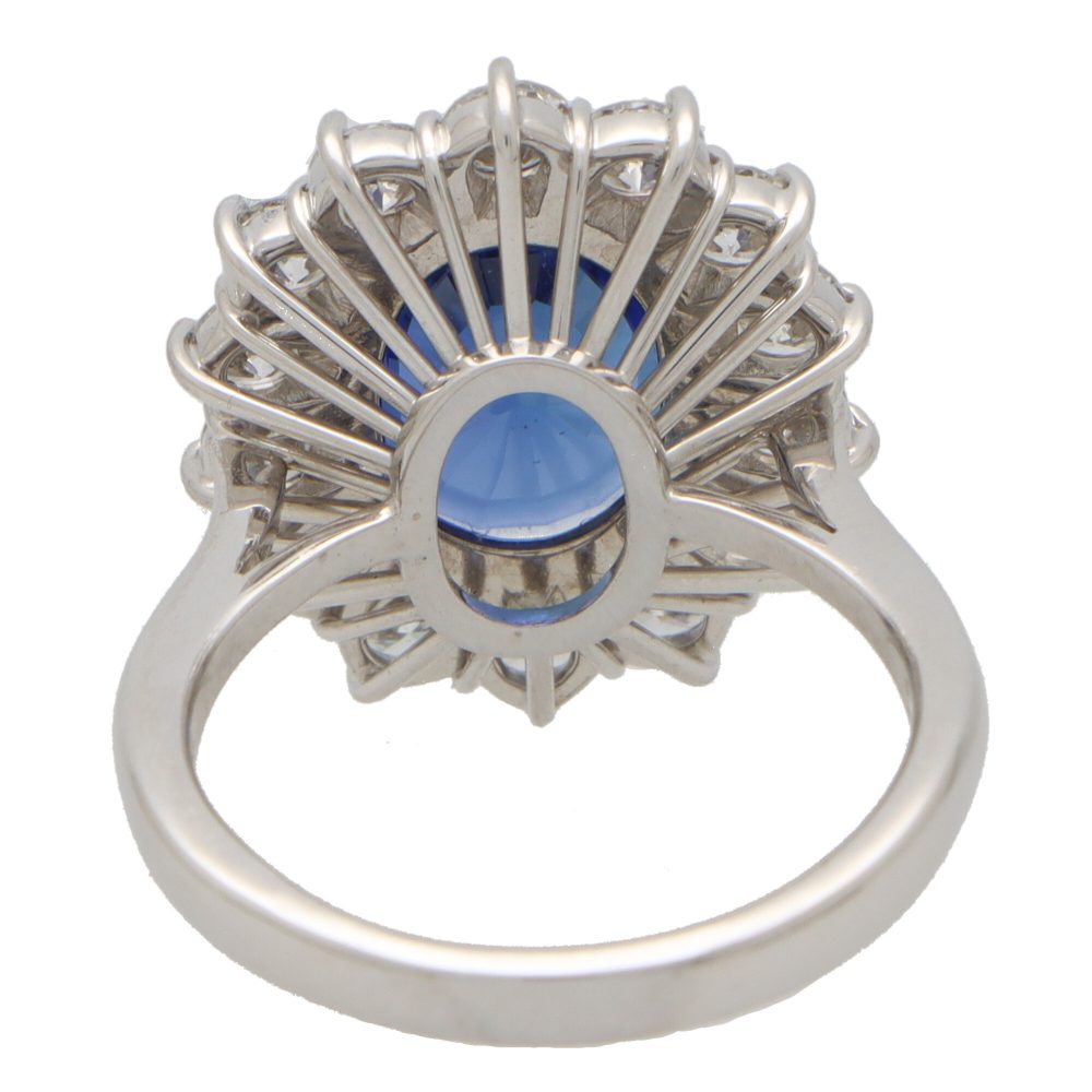Vintage 5.50ct Oval Sapphire and Diamond Cluster Ring
