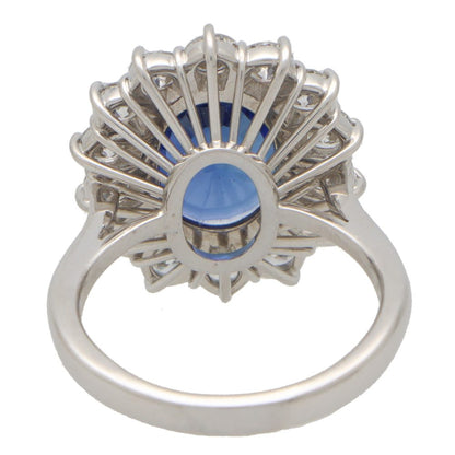 Vintage 5.50ct Oval Sapphire and Diamond Cluster Ring