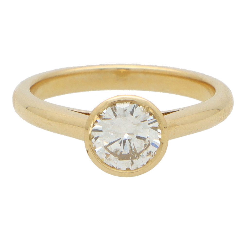 1.38ct Bezel Set Diamond Solitaire Engagement Ring in 18ct Yellow Gold