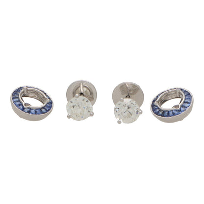 Diamond and sapphire target earrings set in platinum.