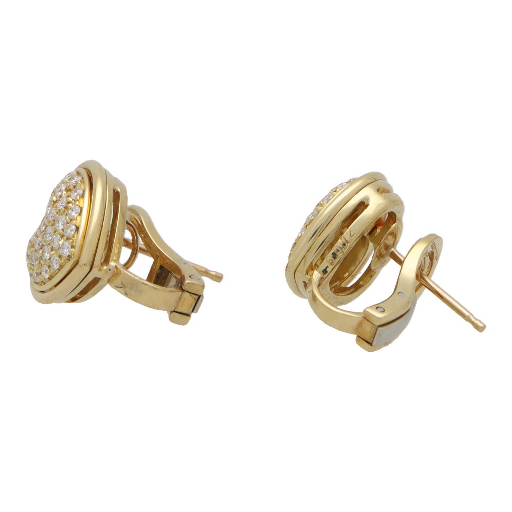 Picchiotti diamond heart earrings in yellow gold.