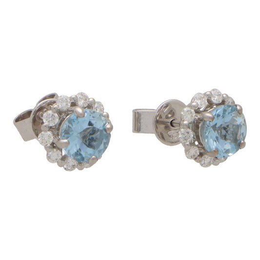 Aquamarine and diamond earrings in white gold.