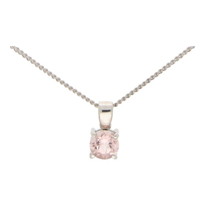 Morganite pendant necklace in white gold.