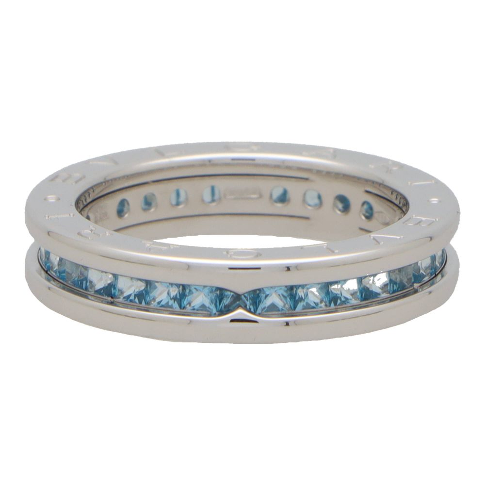 Vintage Bvlgari B.Zero1 Blue Topaz Full Eternity Band Ring in 18ct White Gold
