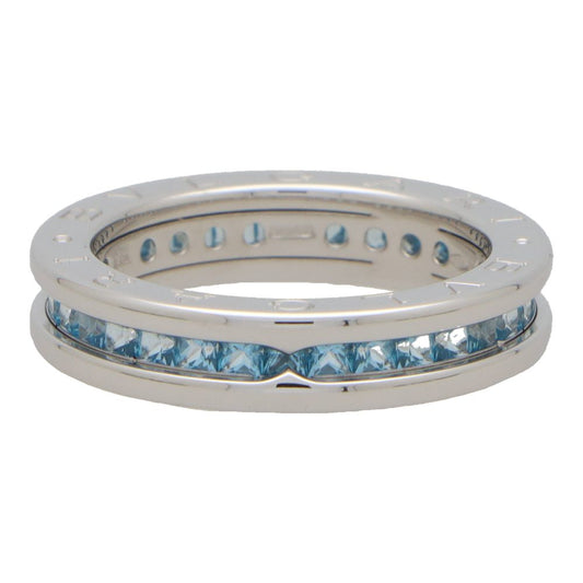 Vintage Bvlgari B.Zero1 Blue Topaz Full Eternity Band Ring in 18ct White Gold