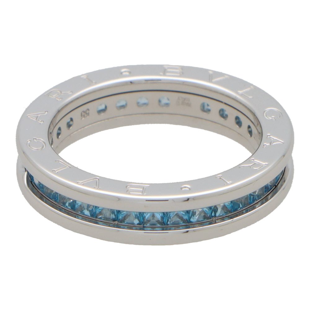 Vintage Bvlgari B.Zero1 Blue Topaz Full Eternity Band Ring in 18ct White Gold