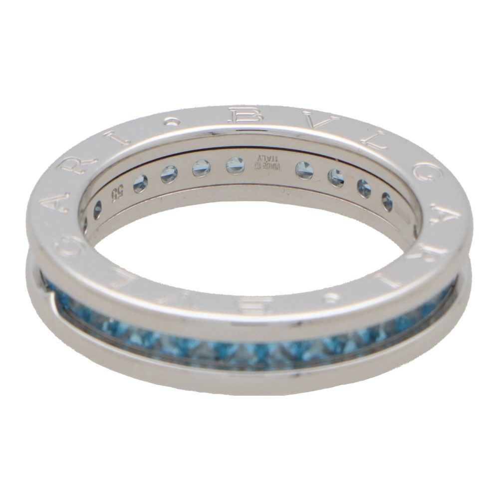 Vintage Bvlgari B.Zero1 Blue Topaz Full Eternity Band Ring in 18ct White Gold