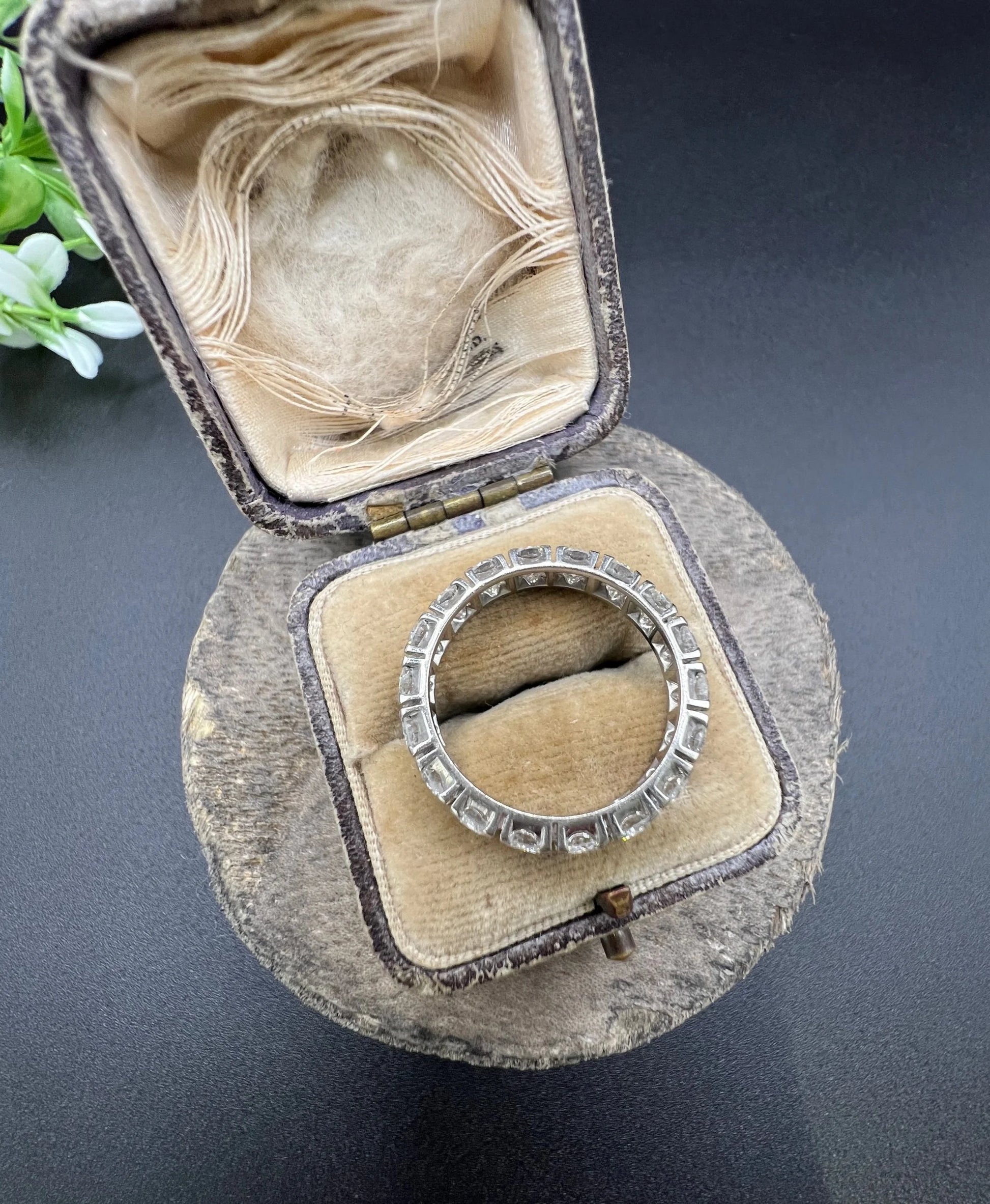 Vintage Platinum Diamond Full Eternity Band Ring, 2.70 Carats, Circa 1940