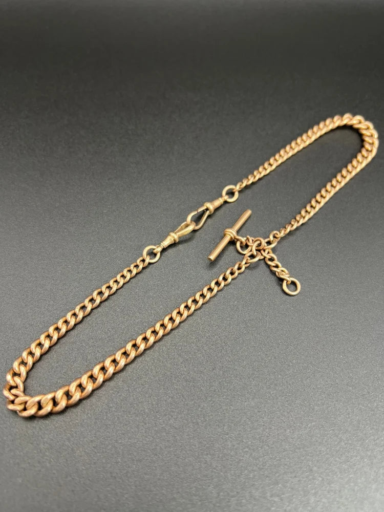 Antique 9ct Rose Gold Albert Chain Necklace