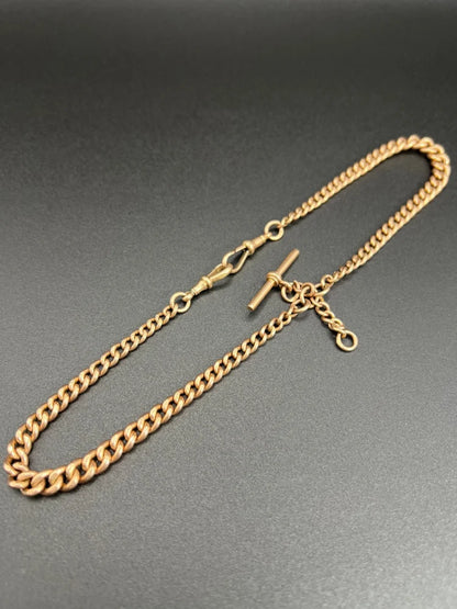 Antique 9ct Rose Gold Albert Chain Necklace