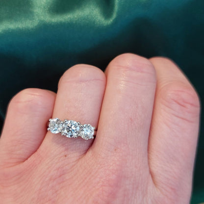 GIA Certified 2ct Diamond Three Stone Ring in Platinum