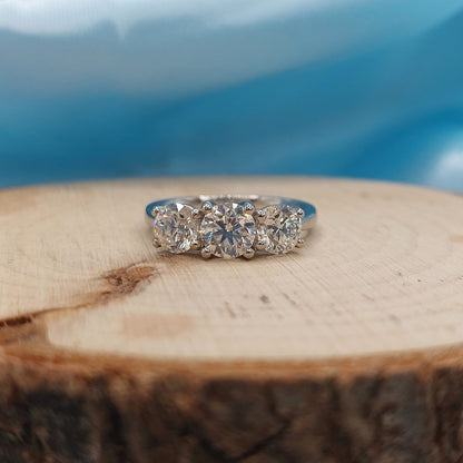 GIA Certified 2ct Diamond Three Stone Ring in Platinum