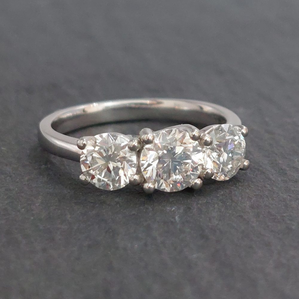 GIA Certified 2ct Diamond Three Stone Ring in Platinum