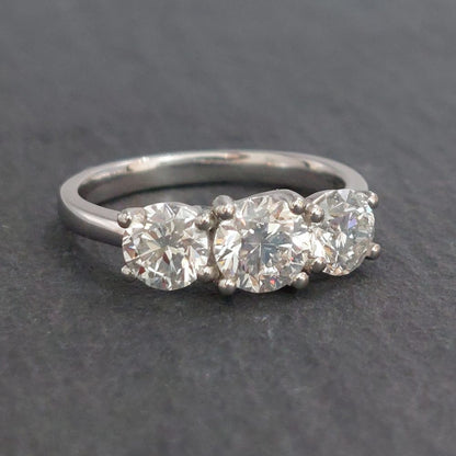 GIA Certified 2ct Diamond Three Stone Ring in Platinum