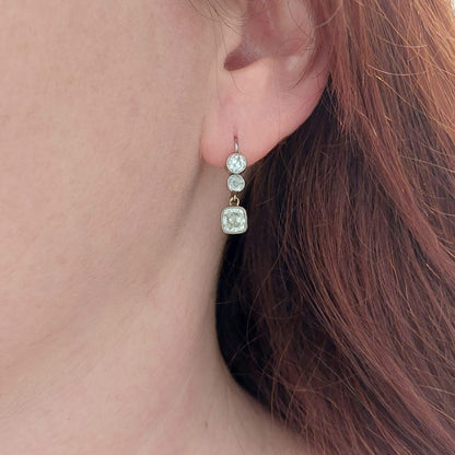 Cushion Cut Diamond Drop Earrings in 18ct Gold, 3.26 carat total