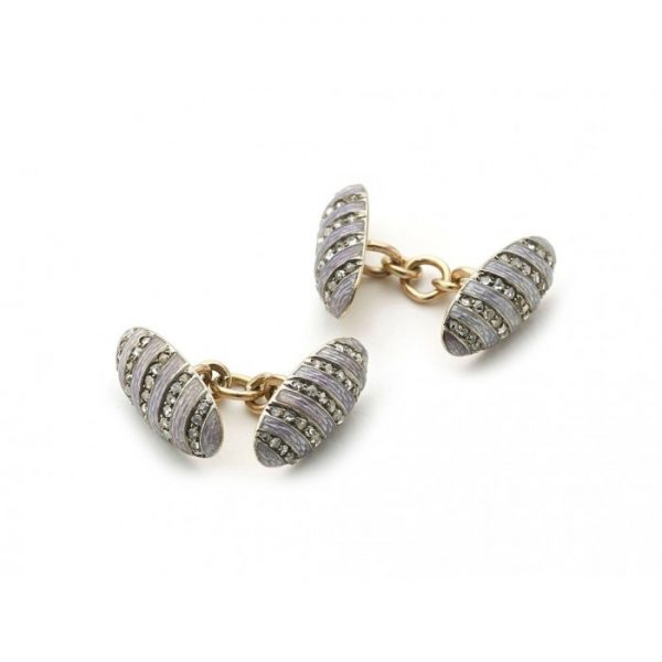 Faberge Diamond & Enamel Cufflinks, Circa 1899