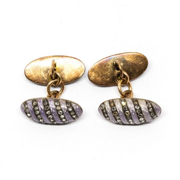 Fabergé Diamond & Enamel Cufflinks, Circa 1899