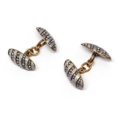 Fabergé Diamond & Enamel Cufflinks, Circa 1899