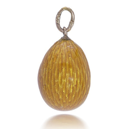 Antique Faberge Orange Enamel and Gold Egg Pendant by Fabergé workmaster Feodor Afanasiev