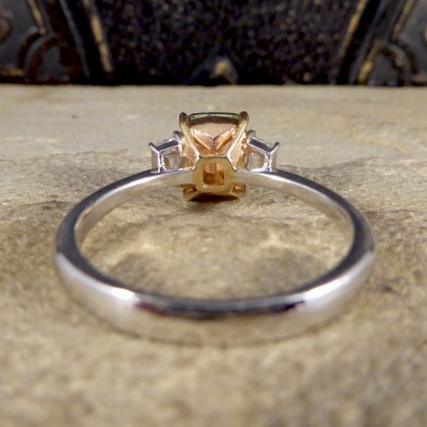 Fancy Light Green 2.40ct Diamond and White Diamond Three Stone Ring