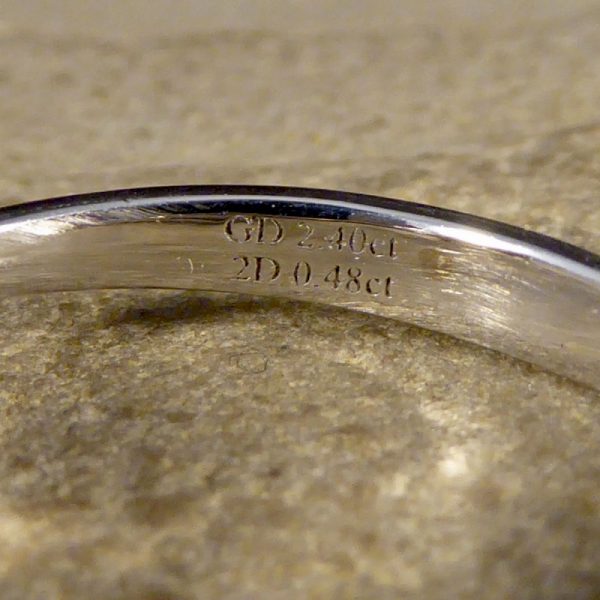 Fancy Light Green 2.40ct Diamond and White Diamond Three Stone Ring