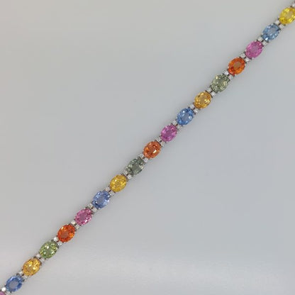 13.42ct Fancy Sapphire and Diamond Line Bracelet