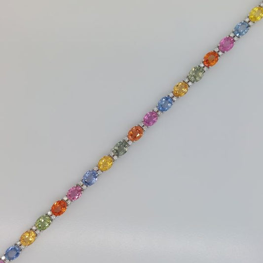 13.42ct Fancy Sapphire and Diamond Line Bracelet