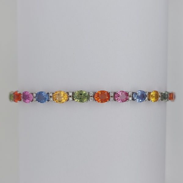 13.42ct Fancy Sapphire and Diamond Line Bracelet