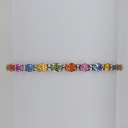 13.42ct Fancy Sapphire and Diamond Line Bracelet