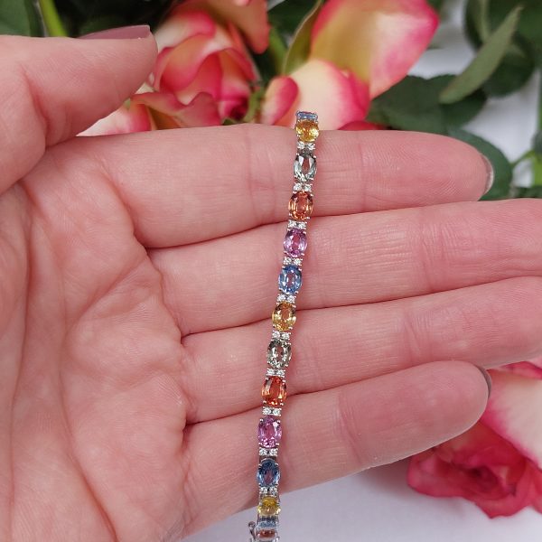 13.42ct Fancy Sapphire and Diamond Line Bracelet