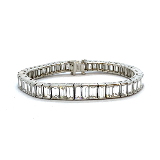 1950&#8217;s Baguette Cut Diamond Line Bracelet, Platinum 22 carats