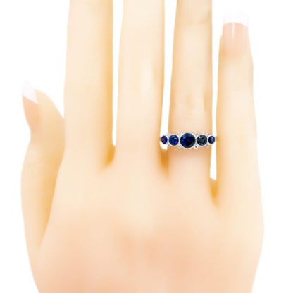 Five Stone Sapphire and Diamond Gold Ring