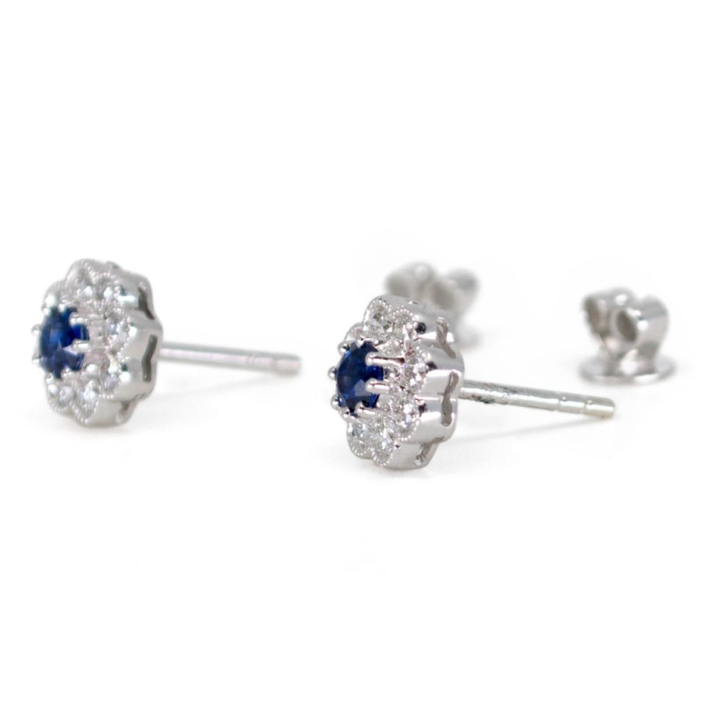Floral Diamond and Sapphire Earrings
