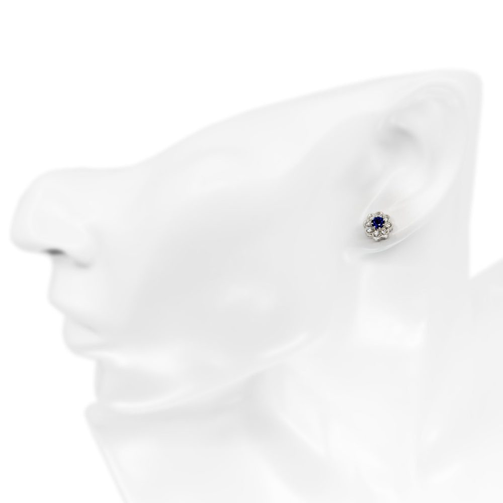 Floral Diamond and Sapphire Earrings