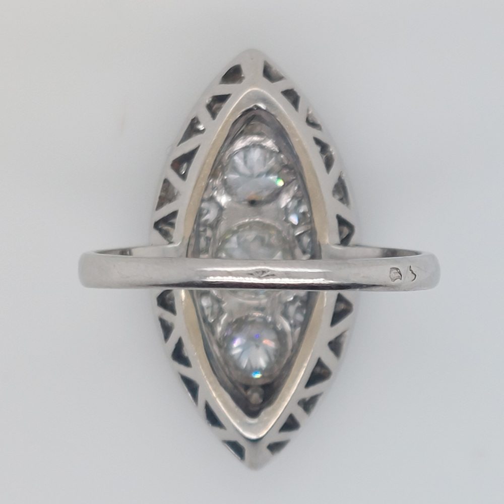 French Art Deco Diamond Navette Ring, 1.50ct