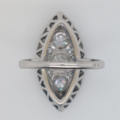 French Art Deco Diamond Navette Ring, 1.50ct
